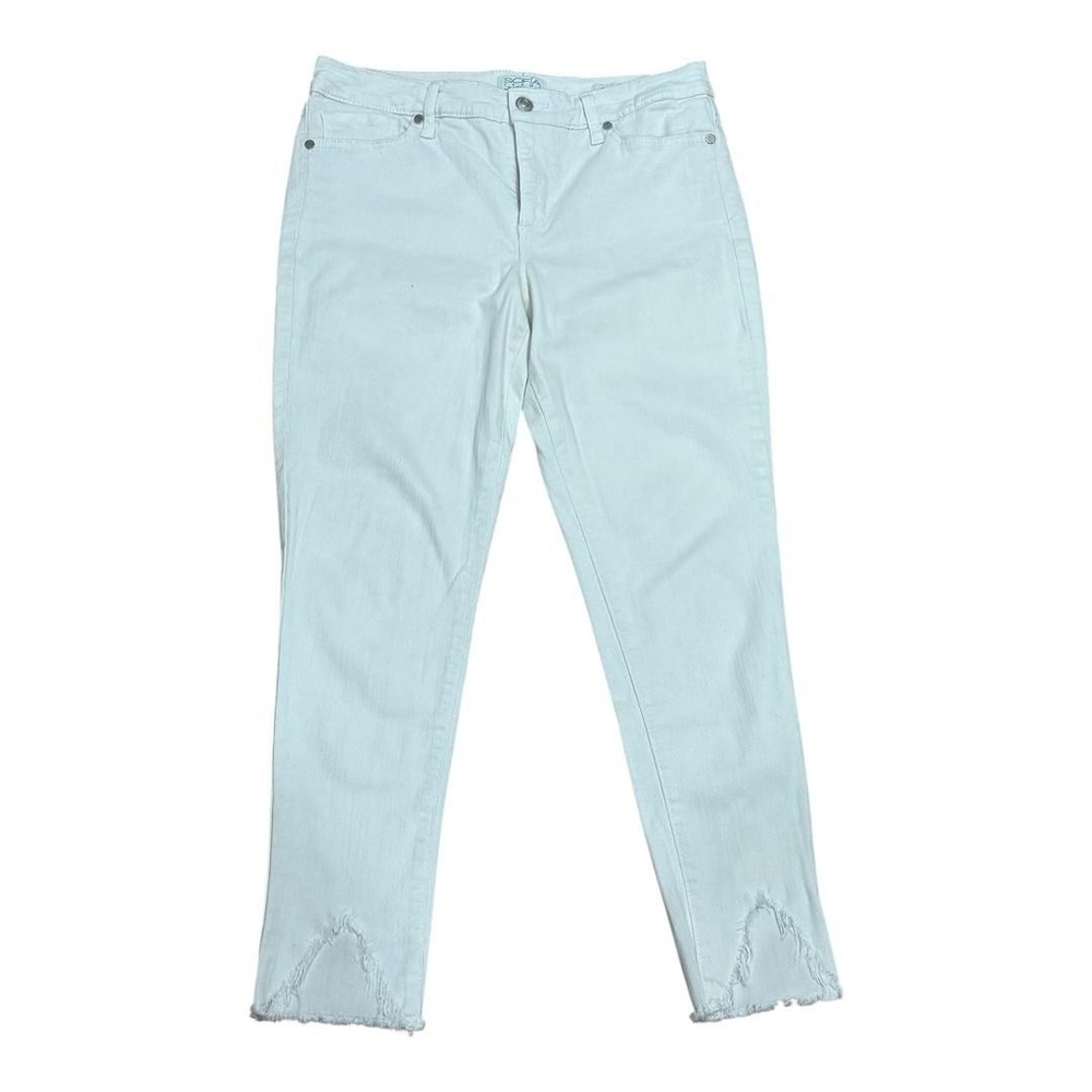 Sofia Jeans Skinny Ankle Jeans Womens 8 White Frayed Raw Hem Stretch Denim Pants